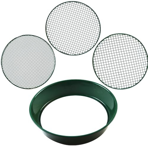 Unibos | Metal Riddle/Sieve Mesh, Garden Sieve, 3 in 1 Metal Soil Sieve with Interchangeable Mesh, Sizes 3/6/12mm, Garden Riddle, Perfect Gardening Tool for Sifting Soil