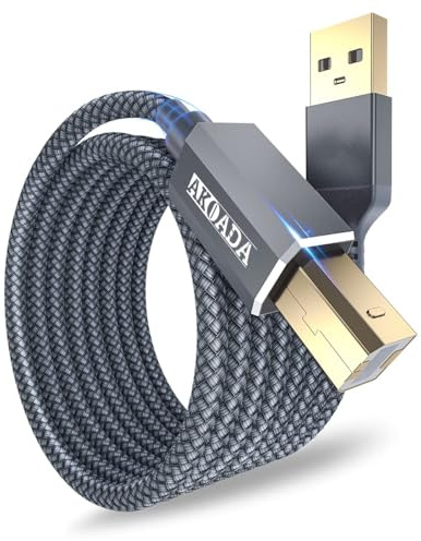 AkoaDa Printer Cable,USB A to B Cable 10ft USB 2.0 Printer Cord High Speed Scanner Cord Compatible with HP, Brother, Canon, Dell, Epson, Lexmark, Xerox, Samung and More
