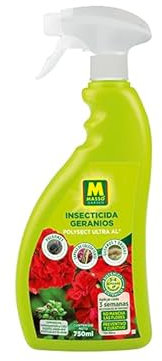 Insecticida Geranios sistemico 750ml - Masso. Polysect ultra AL. Eficaz contra pulgones, larvas, gusanos y orugas. No mancha las flores. Preventivo y curativo.