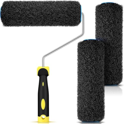 Set di 3 rulli per stucco per cartongesso con 1 rullo per vernice, pennello a rullo strutturato per cartongesso per rivestimento strutturato