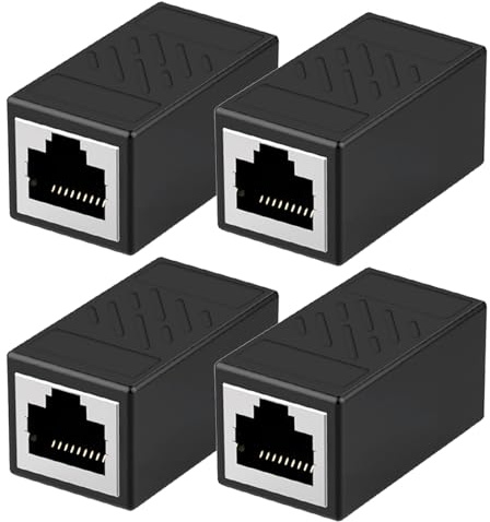 yimeizhiguang RJ45 Coupler,F-F Ethernet Extension Adapter for Cat7/Cat6/Cat5e /Cat5 Cables - 10Gbps High-Speed Secure Locking Connector,Plug & Play LAN Network Joiner (4 Pack) with Thunder Protection
