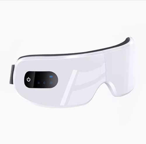 Masque de Thérapie Oculaire Pressothérapie Bluetooth - Réduit la Fatigue - 5 Technologies en 1 Appareil de Massage des Yeux Électrique Intelligent, Compression d'Air et Chaleur, Blanc