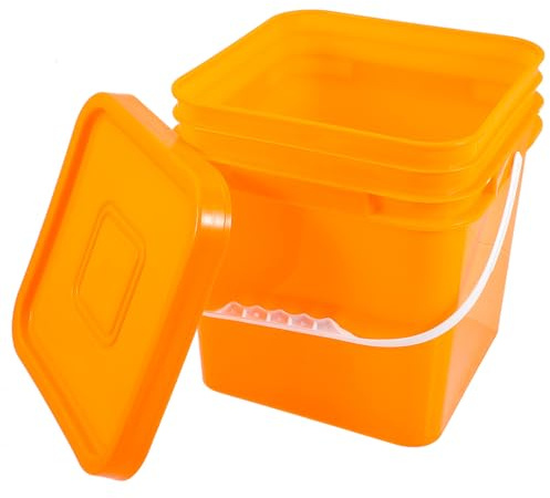 Baluue Laundry Detergent Storage Bucket Portable and Easy to Clean Container with Airtight Lid and Handle Orange 10l for Outdoors Activities and Planting