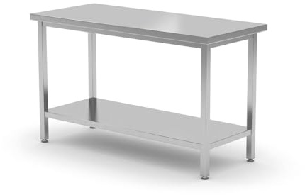 HENDI Arbeitstisch, Küchentisch, Edelstahltisch, Tisch, Zur Selbstmontage, Höhenverstellbare Füße, für Restaurant, Bar, Küche, 1200x700x(H)850mm, Edelstahl