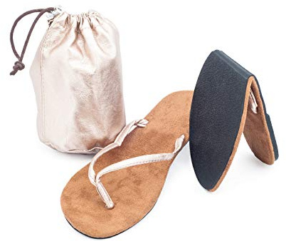 CatMotion Chaussures Pliantes pour Le Sac à Main, Tongs Pliables pour Les Femmes, Flip Flop Chaussures avec Sac de Poche