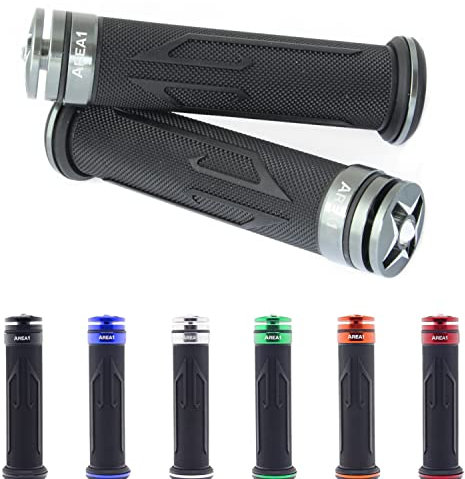 Area1 Empuñaduras Universales para Manillar de Motocicleta, 22+24mm, Punos para Scooter Agarraderas Moto 7/8, Antideslizantes, Laser Gris, Compatible con KSR Aprila