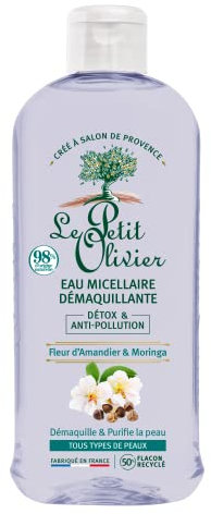 LE PETIT OLIVIER - Eau Micellaire Démaquillante Détox & Anti-Pollution - Fleur D'Amandier & Moringa - Démaquille & Purifie - Tous Types De Peaux - 98% D'Origine Naturelle - Fabriqué en France - 400 ml