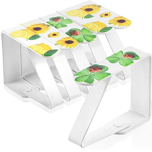 com-four® 6X Pinces à Nappe avec Motifs - Pinces à Table avec Citrons, trèfles et tournesols - Pinces à Nappe pour l'intérieur et l'extérieur