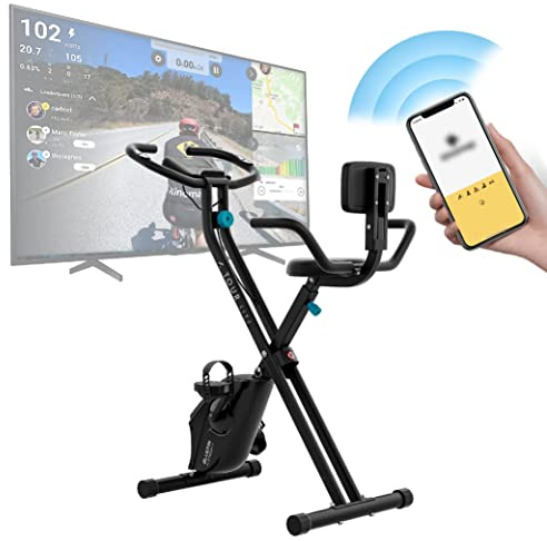 Cyclette Bluefin Fitness Tour Lite Cyclette a uso domestico Fitness per l‘allenamento a casa Kinomap Compatibile Pieghevole Console Cyclette a resistenza magnetica Bicicletta pieghevole,A Grigio