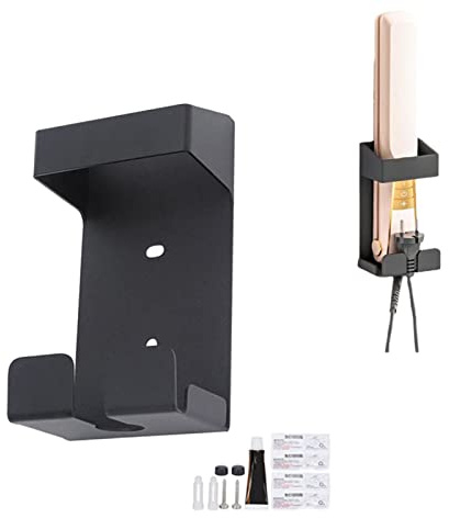 Soporte para Plancha de Pelo, Soporte para Rizador de Pared, Estante de Almacenamiento de Metal de Acero Inoxidable, Organizadores de Baño (negro)