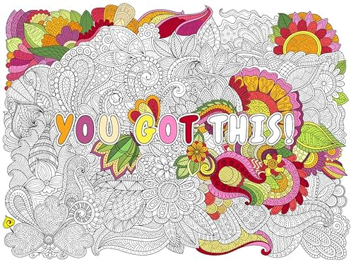 Giant Mandala Coloring Poster – Large Inspirational Motivational Wall Art – Stress Relief Coloring Activity for Adults, Teens & Kids – Fun Group Poster for Home, Classroom & Office (You Got this, 24x32)