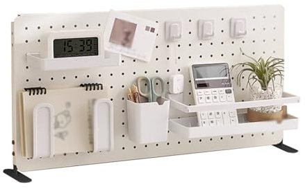 Werkzeugwand Metall-Lochwand Vertikale Tischaufbewahrungs-Stecktafel, Metall-Stecktafel mit Halterung, Organizer-Stecktafel für Büro-Schreibtisch-Basteltisch-Werkbank ( Color : White , Size : Large )
