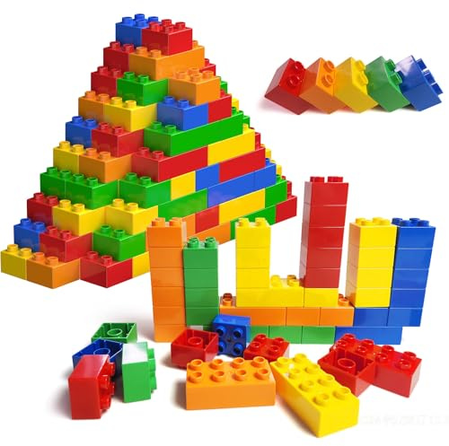 Cabeeskii Grandi blocchi da costruzione, 60 pezzi di grandi mattoncini da costruzione per 3-5 anni, compatibili con i blocchi da costruzione Duplo, giocattolo ideale per bambini dai 3 anni
