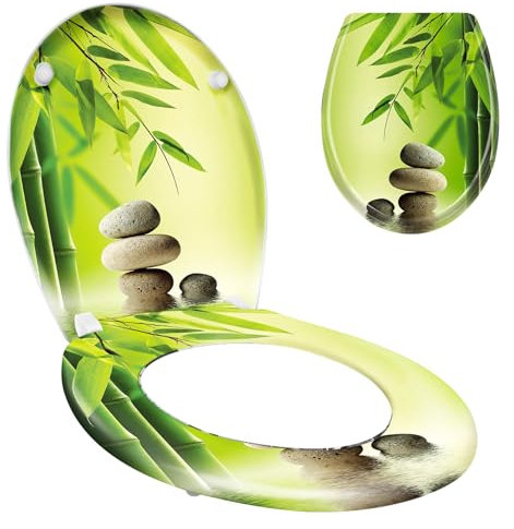 FIVMEN Oval WC-Sitze mit Absenkautomatik Toilettendeckel aus Antibakteriellem Duroplast ABS Abnehmbar Klodeckel Antibakteriell Klobrille für Meisten WC Sitztoilette (Tröpfchen)