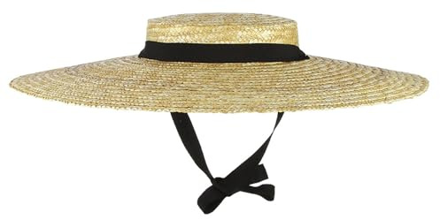 Sombrero de Paja de ala Ancha para Mujer - Babuero Playa Transpirable con Protección UV, Correa de Barbilla y Forro Vintage Floppy Anchu