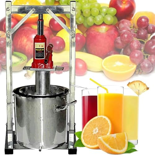 Pressoir à raisin manuel, machine à jus de fruits résistante à la pression de 12 L, amovible et facile à nettoyer, deux barils en acier inoxydable avec vérin hydraulique pour ruchers/vinification~/