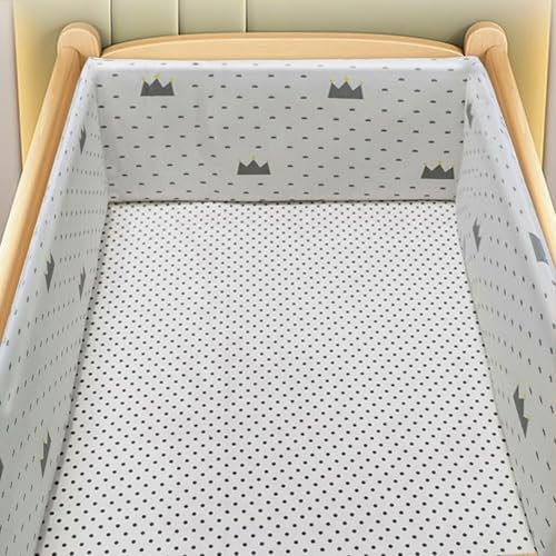 Baby Bettumrandung, Nestchen für Kinderbetten Kantenschutz Baby Babybett, Kopfschutz Babybett Umrandungen, Weich,Atmungsaktiv Polster Bettumrandung, Rausfallschutz für Babybett Waschbar,No17,360cm