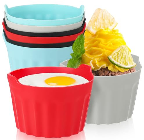 Xialvyu 8 Stück Muffin Backform,Heißluftfritteuse Auflaufförmchen Wiederverwendbare Muffinform Silikon,Air Fryer Eierformen,Heißluftfritteuse Muffinförmchen Backformen für Kuchen und Pudding