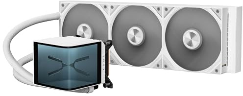 TRYX Panorama 360 White 360mm AIO Water Cooler | 6.5'' 3D Anamorphic Effect AMOLED Curved Screen - 320w TDP - Magnetic Performance Fans - for Intel & AMD CPUs
