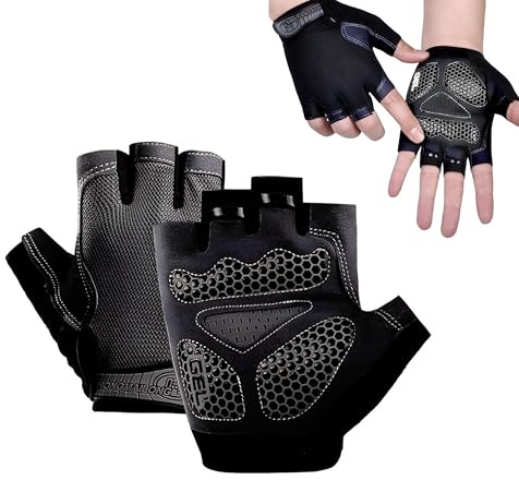 HENKi Guanti da fitness, guanti da allenamento, per crossfit, bodybuilding, ciclismo, palestra, allenamento con la forza, guanti sportivi per uomo e donna, colore nero (S)