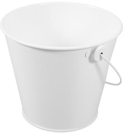 SHINEOFI Seau Blanc en Métal pour Récupération de Graisse de Barbecue, Résistant Haute Température, Mini Seau 8x10,5x12 Cm, Accessoire Pratique pour Cuisson en Extérieur Cuisine