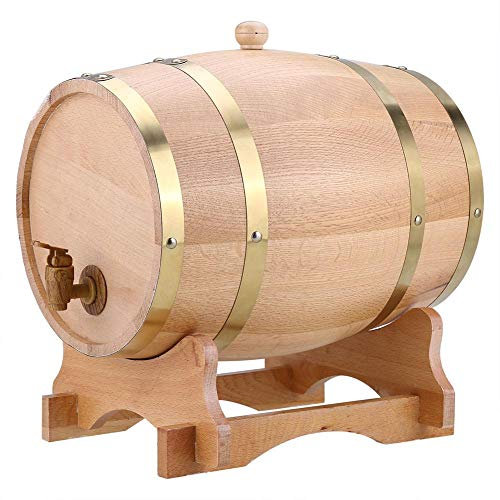1,5L/ 3L/ 5L/ 10L Holzfass Bierfrässer Weinfass mit Zapfhahn, Stopfen und Holzbock, Heimbrauen Bierbrauen Fass, Perfekt für Bier Whisky oder Wein(10L)
