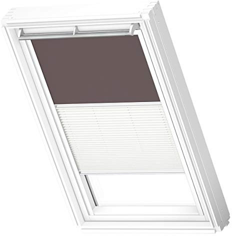 VELUX Original Dachfenster Duo Verdunkelungsrollo für UK08, Taupe, mit weißer Führungsschiene