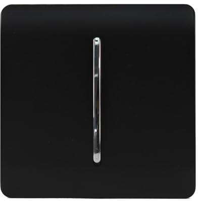 Trendi 1 Gang 2 Way 240V Screwless Raised Front Plate Plastic Artistic Modern Glossy 10 Amp Chrome Rocker Single Electrical Wall Light Switch Matt Black - ART-SS2MBK