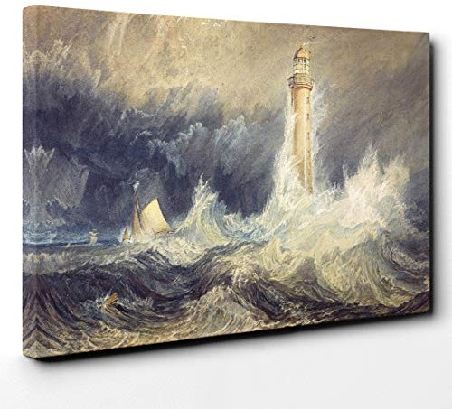 J.M.W. Turner Bell Rock Lighthouse Canvas Print | Gallery Wrapped 30mm Frame Wall Art | 30x20 inches | Ready to Hang | Coastal Seascape Picture | Living Room Bedroom Lounge Office