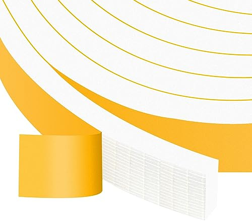 Trisiki Strong Adhesive Foam Weather Stripping, High Density Door Insulation Strip，AC Window Insulation, Weather Stripping for Door Frame, Neoprene Window Insulation, White(1 in x 3/8 in x 13Ft)