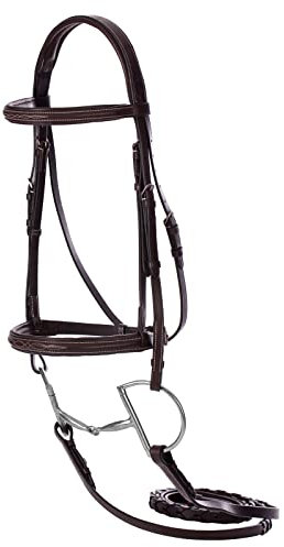 Equinavia Saga Verstellbares, gepolstertes Jäger-Zaumzeug mit Zügeln, Schokoladenbraun – Pferd
