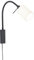 Fischer & Honsel Wandspot flex, Bettleuchte, Maui | sandschwarz| Stoffschirm| weiß Leinen| B: 8,50 cm, H: 40 cm, Ausladung Wand: 35 cm| mit Schnurschalter| 1x E14 max. 10,0W ohne Leuchtmittel