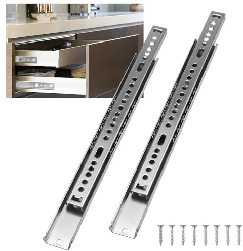 CAREDGO 1Paar Nut Schubladenschienen Schubladenführung Schubladenauszug Schienen für Schubladen Schienensystem Kugelauszug Teleskopschiene Gleitschiene mit 15 Kg Tragkraft (Nuthöhe:27mm/Länge:246mm)