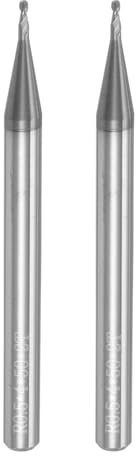 QUARKZMAN 2Pcs Fraises à Bout Sphérique pour Fraiseuse Cnc, Rayon 0,5 mm (5/256) en Carbure Revêtu d'Altin, 2 Flûtes Hrc45, Diamètre 1 mm (5/128), Queue 4 mm (5/32), Outils Fraisage