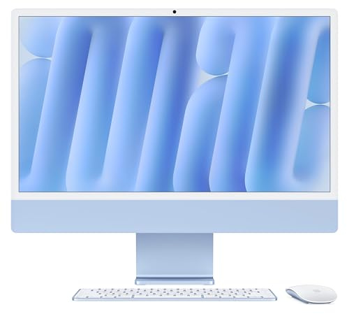 Apple iMac Ordinateur de Bureau Tout-en-Un avec Puce M4, CPU 8 cœurs et GPU 8 cœurs : Conçu pour Apple Intelligence, écran Retina 24'', 16 Go de mémoire unifiée, 256 Go de Stockage SSD ; Bleu