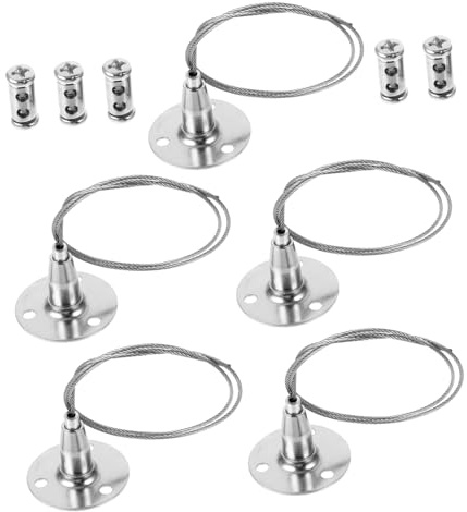 Angoily 5piezas Gancho Para Cuerda De Seguridad De Zinc Sistema Colgador De Cable Para Cortinas y Carteles Resistente y Antióxido Para Exposiciones Hogar y Galerías