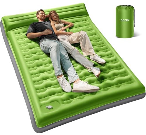 OGERY Double Sleeping Pad for Camping, 6 Extra-Thick Reinforced Camping Sleeping Pad with Pillows & Built-in Foot Pump, Ultralight Inflating Camping Mattress for Backpacking Tent Hiking Travel