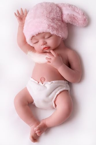 BABESIDE Silicone Baby Doll - 16 Inch (Weight 4.9 Lb) Reborn Baby Dolls Silicone Full Body Platinum Silicone Weighted Realistic Sleeping Newborn Lifelike Preemie Doll Gift Collectors & Kids Age 3+