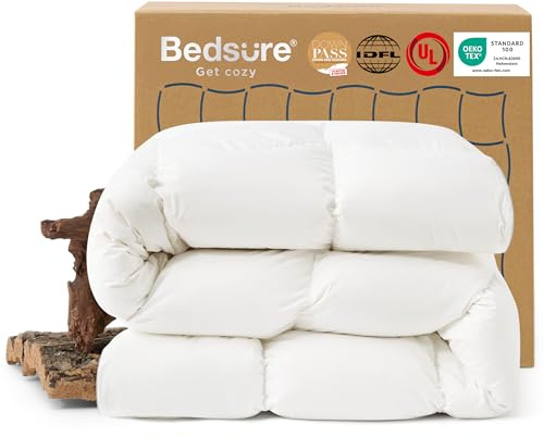 BEDSURE Edredón de plumas, 220 x 240 cm, cálido invierno, extra cálido y mullido, edredón de invierno, lavable y transpirable, 70% plumas y 30% plumón, certificado Ökotex