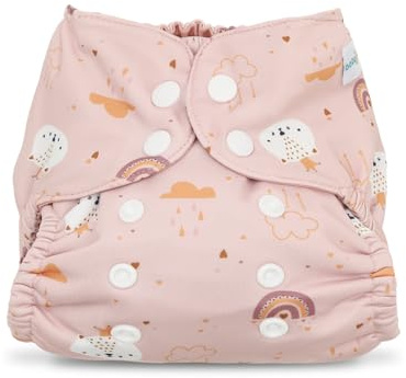 babygoal Baby Cloth Cover for Prefolds,Flats or Fitted Diapers– Adjustable, Reusable, Waterproof Swim Diaper Cover for Newborns,Preemies 5-17lbs SDCFN-NK120-B