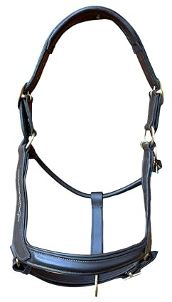 Premium Leather Anatomical Horse Brown Headcollar Halter with Brass Fittings And Comfortable Padded Design (COB)