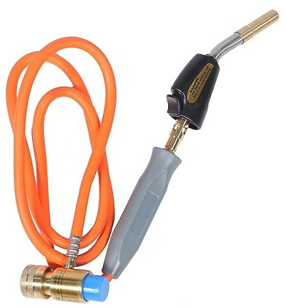 BIUDECO Soplete de Gas con Manguera para Fontanería Quemador de con Ignición Electrónica Presurizada para Soldadura y Frigorífico sin Cilindro Incluido