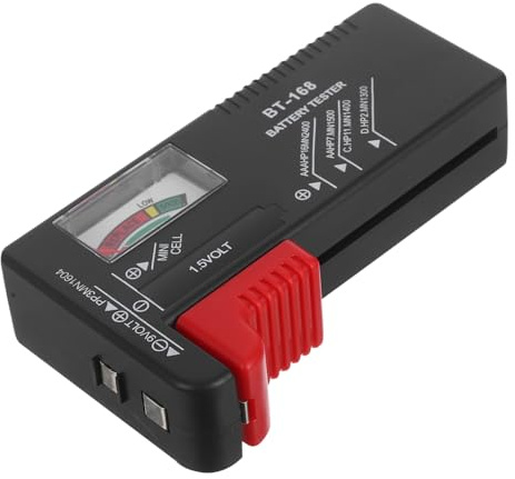 SHINEOFI Tester Batteria Analogico per Batterie Aa Aaa e Controllo Facile con Indicatore Colore per Pile Alcaline e Batterie Button Cell