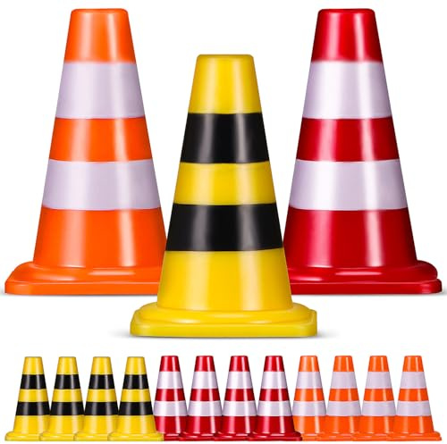 JOINPAYA 15 Pcs Mini Traffic Cones Sign for Educational Counting and Scene Building Lightweight Traffic Safety Accessories for Indoor Outdoor Play