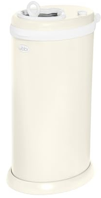 Ubbi Cubo de pañales de acero inoxidable, bloqueo de olor, no requiere bolsa especial, galardonado, imprescindible para el registro, marfil mate