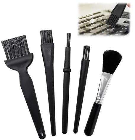 Kit med 5 st antistatisk tangentbordsrengöring, PP-handtag, nylon, elektroniska dammrengöringsborstar för dator, tangentbord, moderkort, kamera och små utrymmen