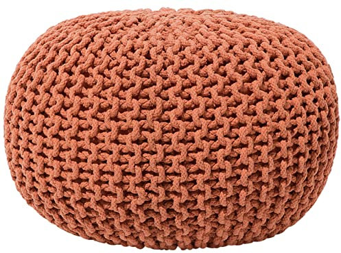 Beliani Puf otomana cobrizo Tejido de algodón Relleno de EPS reposapiés pequeño Redondo 50 x 35 cm Conrad