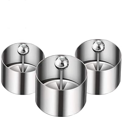Set of 3 - Round Stainless Steel Cake Rings, Mousse Cake Ring Mold with Press Set