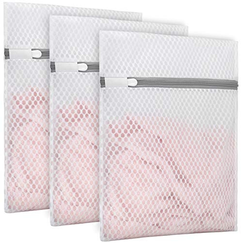 Muchfun 3Pcs Durable Honeycomb Mesh Laundry Bags for Delicates 9 x 12 Inches (3 Small)