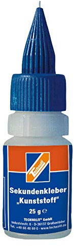 TECHNOLIT Sekundenkleber Kunststoff 25g Kunststoffkleber, Schnellkleber, Klebstoff, Superkleber, Holzkleber, Lederkleber, Keramikkleber